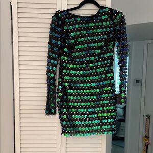 NWT Lulus Sequin Embellished Dress - Black and Green